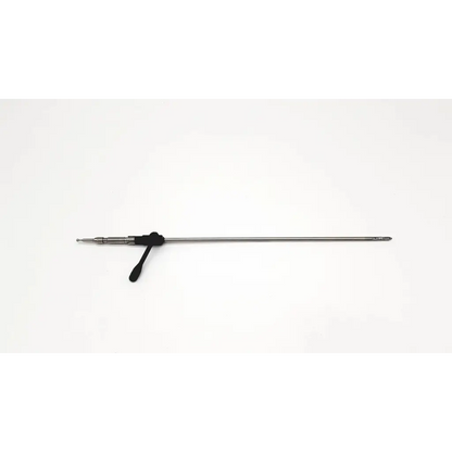 Silver karl storz vts clickline organ retractor with black ergonomic handle and articulated joint for surgical use