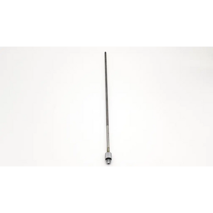 Silver-colored metal karl storz 30851c cannula antenna with threaded base and textured grip for secure handling