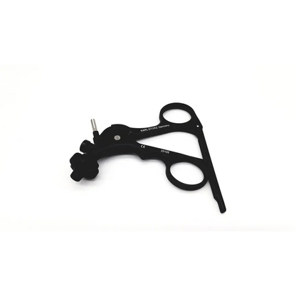 Black karl storz clickline plastic handel surgical instrument with ergonomic handles and precision cutting mechanism