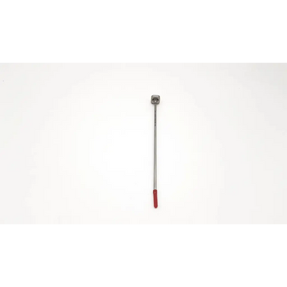 Silver-handled karl storz 4mm trocar 28128rs with red grip and square head for precision surgical use