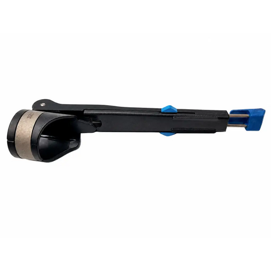 Karl storz h001-0365a black plastic and metal cable holder handle clip with blue accents