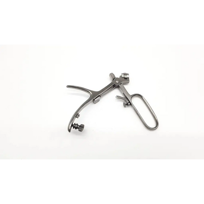 Silver-toned karl storz n3150 universal handle with sleek metallic finish and dual handles for precise surgical use