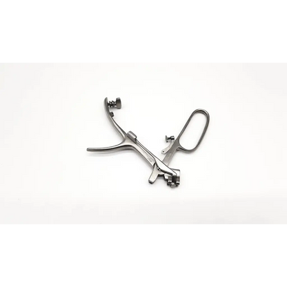 Stainless steel dental instrument with curved handle and adjustable jaw mechanism karl storz n3150 universal handle