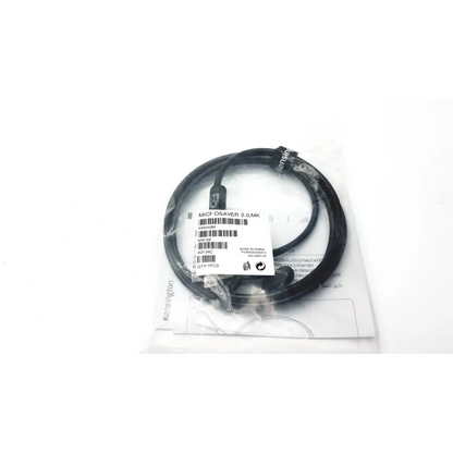 Black coiled cable with connector in clear packaging labeled kensington microsaver 2.0 master keyed laptop lock k65042m
