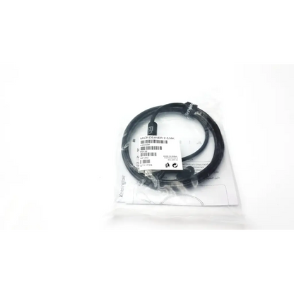 Black coiled cable with small connector packaged in clear plastic for kensington master keyed laptop lock k65042m