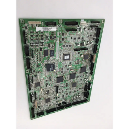 Green circuit board with black integrated circuits and connectors for konica minolta a1duh030 print control unit board