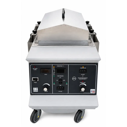 Silver stainless steel Lab-Line Orbit 3545 microprocessor shaker bath with digital control panel for temperature speed time