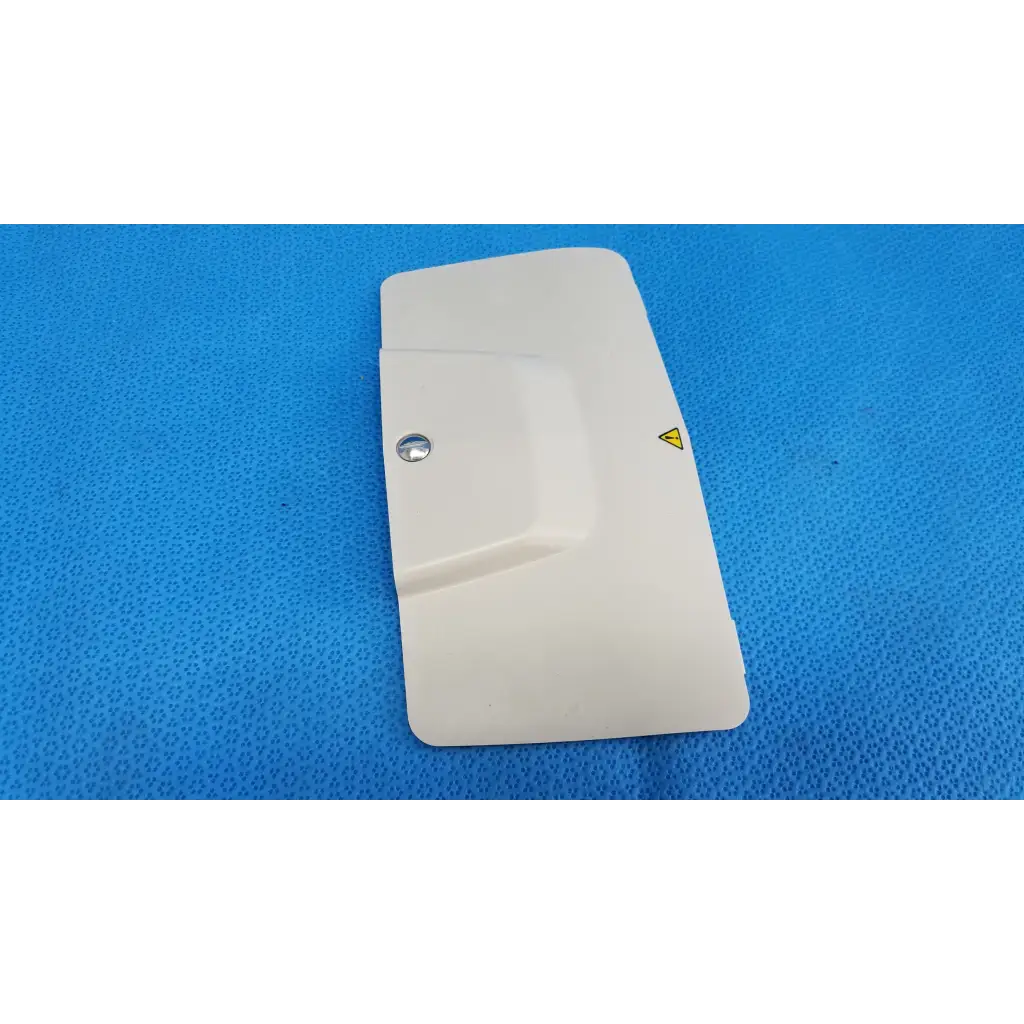 White plastic lamp house cover panel with silver screw and yellow warning triangle for topcon trc-nw6s retinal camera