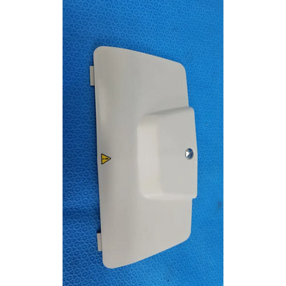 Off-white plastic lamp house cover panel for topcon trc-nw6s retinal camera with yellow warning triangle and silver screw