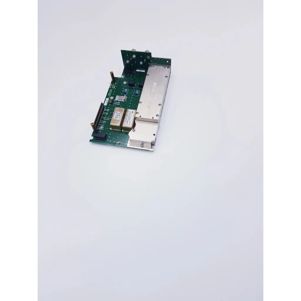 Green printed circuit board with silver components and connectors for lark eng nibp assembly board with spacelabs mpc860 cpu