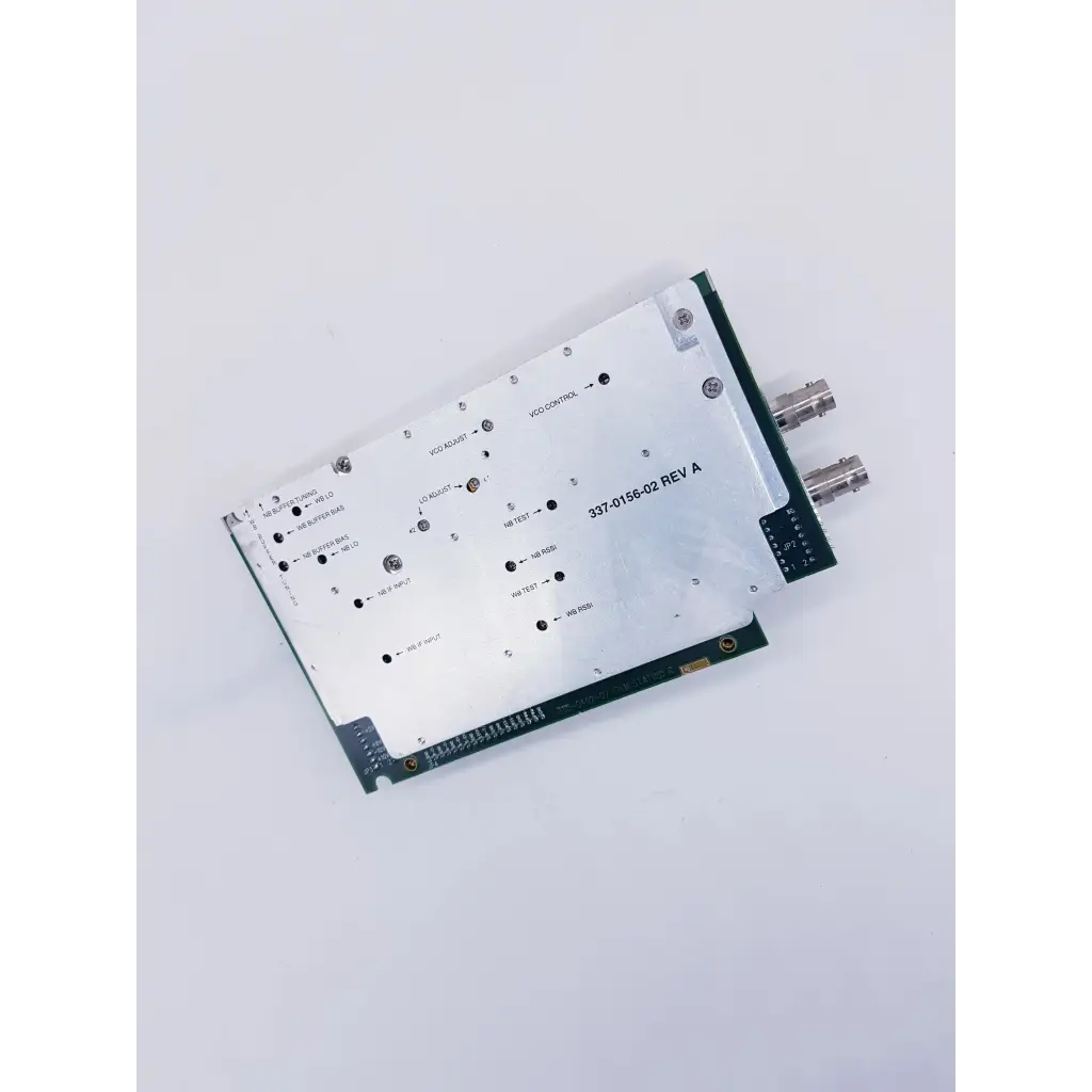 Silver lark eng fx700-081 nibp assembly board with green edge connectors and bnc ports featuring spacelabs mpc860 cpu