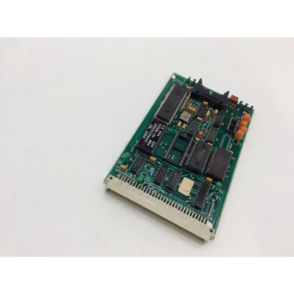 Green printed circuit board with black integrated circuits and orange connectors for laser industries pc 1002 524 bbcf6-9
