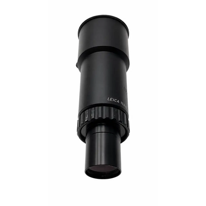 Black Leica 10x magnifier with textured grip and matte finish microscope eyepiece adapter biomed certified