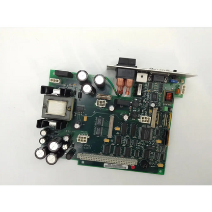 Leica 13960-925 green printed circuit board with black capacitors copper connectors and bbcd4-2 electronic components