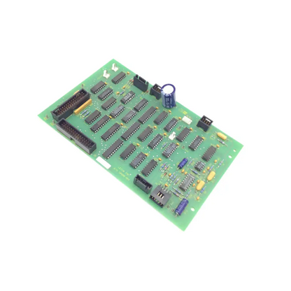 Green printed circuit board with black ic blue capacitors and yellow resistors in leica a/n 12450-924 bbca1-6 127231nj