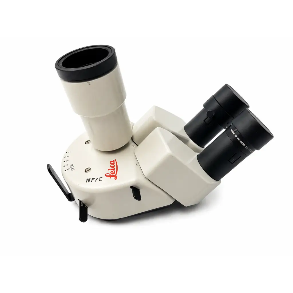 Leica nf e surgical microscope with cream body black eyepieces biomed certified phototube attachment