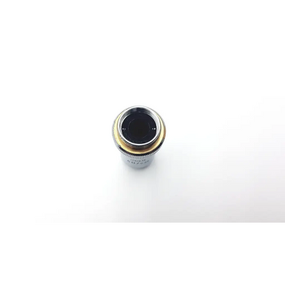 Leitz 170/0.17 microscope lense 40x with silver and gold-toned metal and black optical element