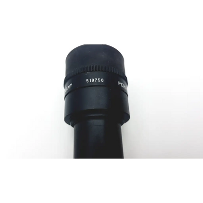 Black cylindrical leitz periplan gf 10x eyepiece ocular microscope lens with engraved markings and textured focus ring