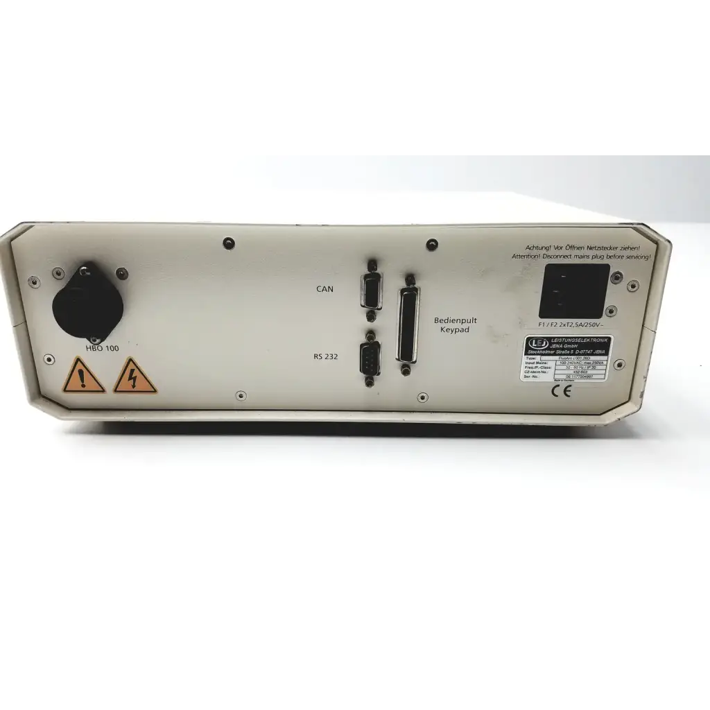 Beige metal lej leistungselektronik jena leistungselektronik jena gmbh fluoarc lamp power supply rear with serial ports and keypad