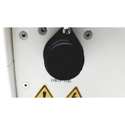 Black circular knob with matte finish mounted on white panel with silver screws in lej leistungselektronik jena fluoarc power supply