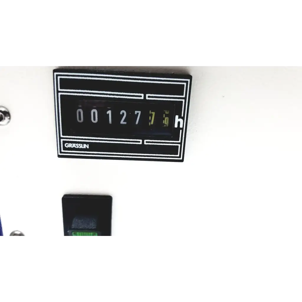 Black rectangular digital counter with white numerals and h indicator on grasslin lej mbq supply ballast power supply ballast