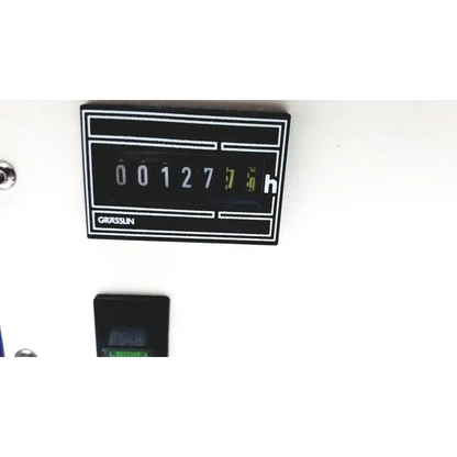 Black rectangular digital counter with white numerals and h indicator on grasslin lej mbq supply ballast power supply ballast