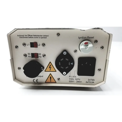 White industrial lej mbq 52ac-z 310.26j power supply ballast with black rotary dial red ignition reset and multiple ports