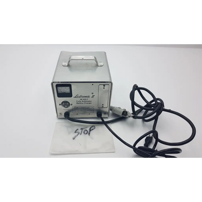 Silver metallic lester electrical lestronic ii fully automatic battery charger with handle and analog gauge 36 volt