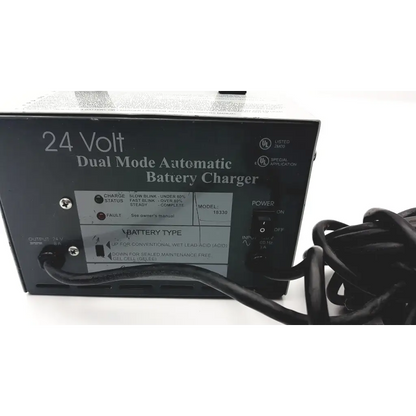 Black lester electronics 24 volt dual mode automatic battery charger 18330 with power switch on right side