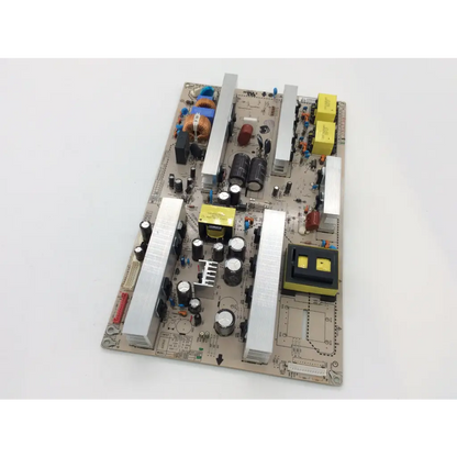Beige lg lgp42-08ht eay4050520 eax40157603 power supply board with silver heat sinks black and yellow capacitors