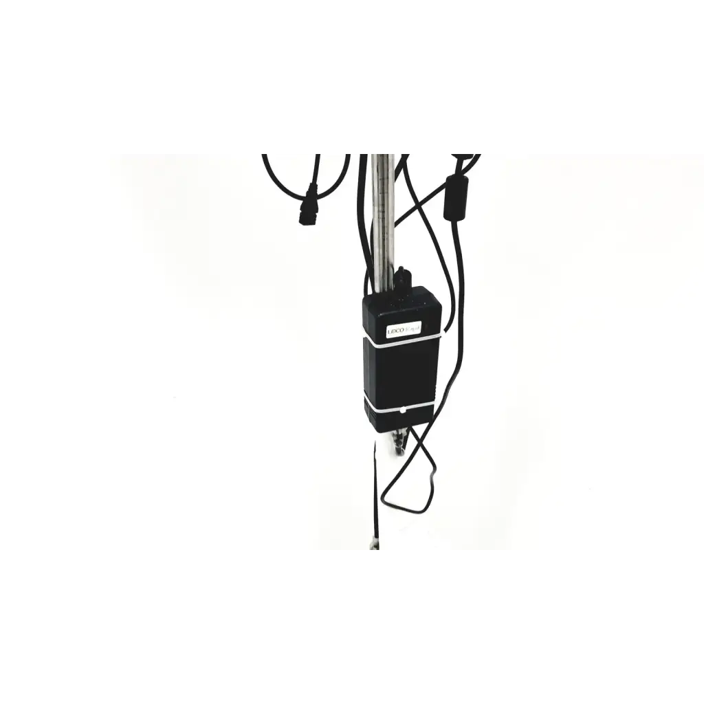 Black rectangular aquarium heater with silver trim and attached cables for lidco hm-81-01 rapid hemodynamic monitor power supply