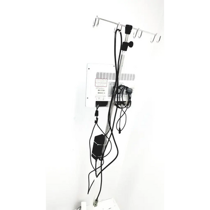 Black cable management system with metal hooks and central pole for lidco hm-81-01 rapid hemodynamic monitor power supply