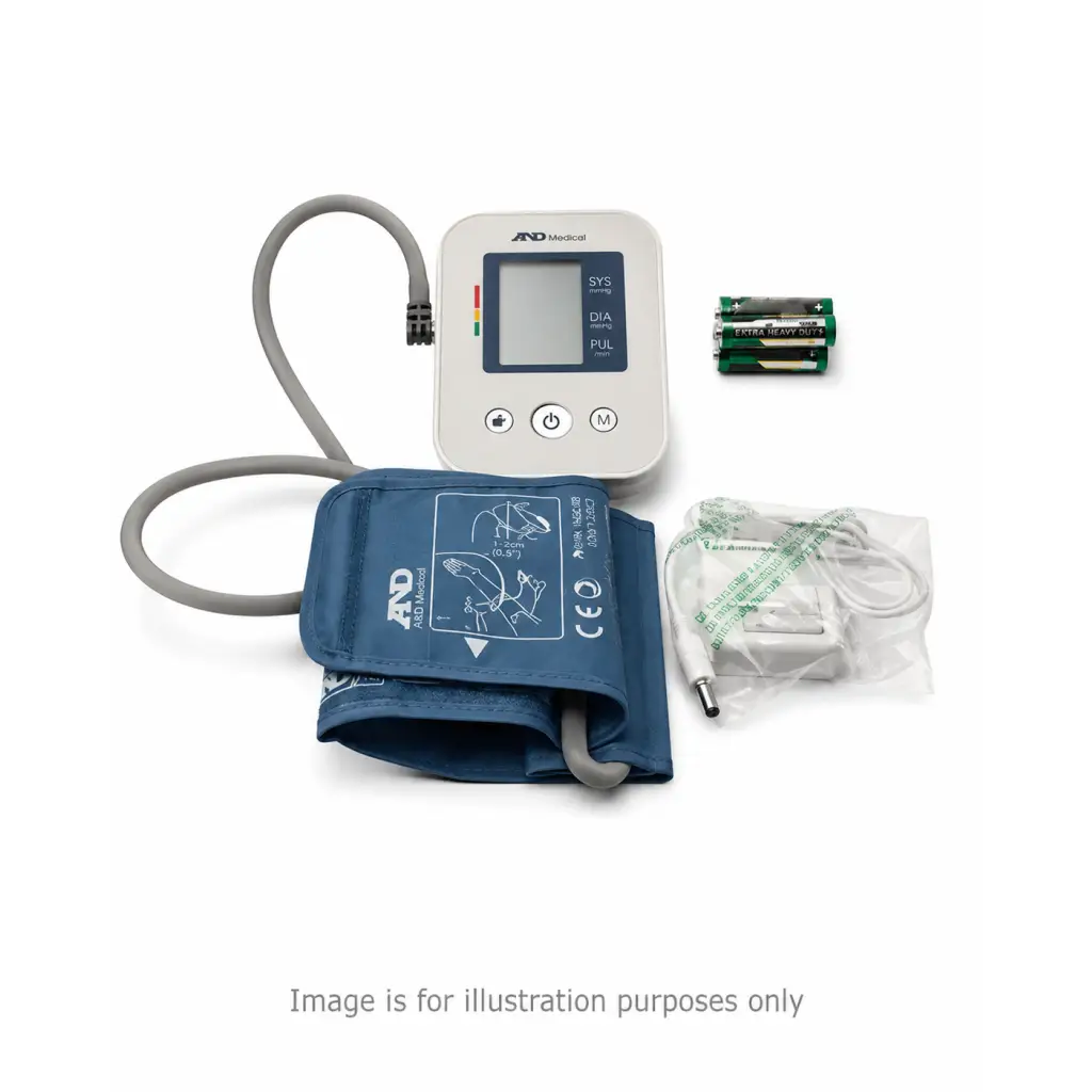 LifeSource UA-651S-AC blood pressure monitor complete kit with white digital monitor, blue cuff, and gray tubing for repair service