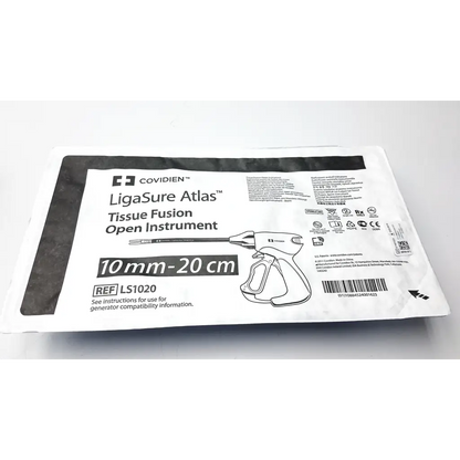 Covidien ligasure 10mm-20cm tissue fusion open instrument ls1020 in white and black sterile packaging for surgical use