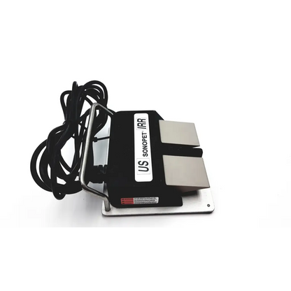 Black and silver linemaster switch corporation claasic iv foot switch with two metallic plates for durable control