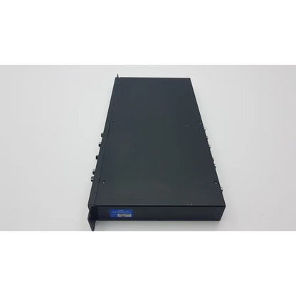 Black metal rack-mount link electronics prc-970 proc amp with multiple input output ports and blue label on front panel