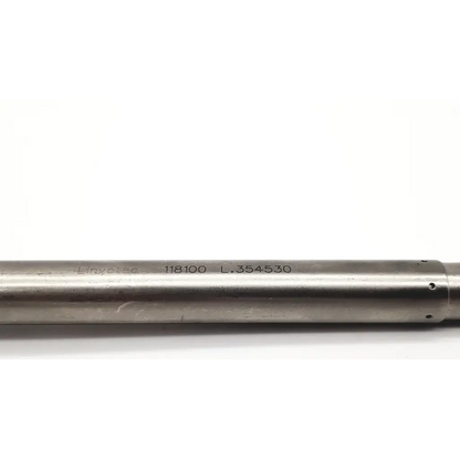 Silver metallic cylindrical laparoscopy cannula da24-79 shaft with engraved markings and small holes for surgical use
