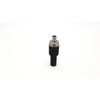 Black cylindrical linvatec 7462 endoscopy light source fitting fiber optic with silver metallic top and engraved text