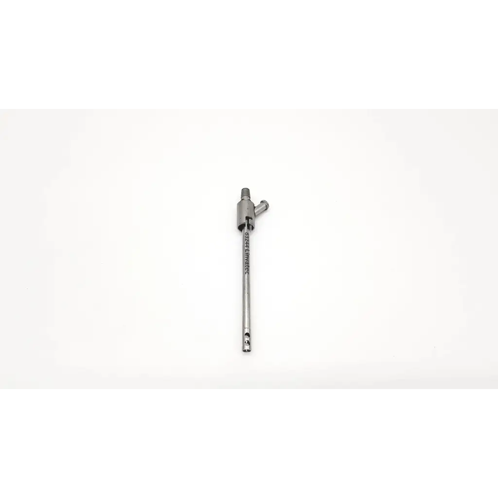 Silver metallic linvatec 83244 cannula with threaded top side port and engraved text for cannula da54-77 use