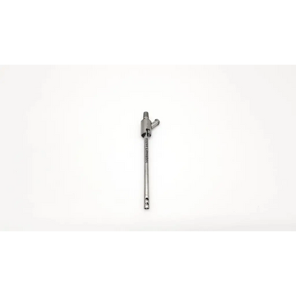 Silver metallic linvatec 83244 cannula with threaded top side port and engraved text for cannula da54-77 use