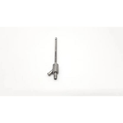 Silver linvatec 83244 cannula da54-77 surgical instrument with threaded shaft and engraved cylindrical handle