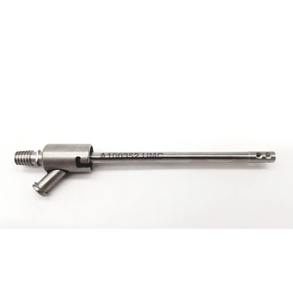 Silver metallic linvatec 83244 cannula with threaded end and side port marked a100352 umc for cannula da54-77 use