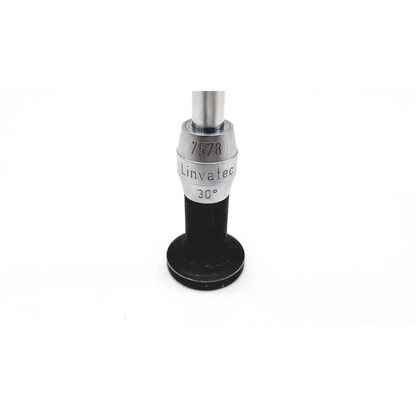 Silver and black linvatec hall zimmer 7578 30-degree precision probe with cylindrical metallic shaft and engraved markings