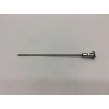 Silver surgical needle with textured shaft and cylindrical handle with circular indentations for linvatec ql6102 quicklatch arthroscopy obturator