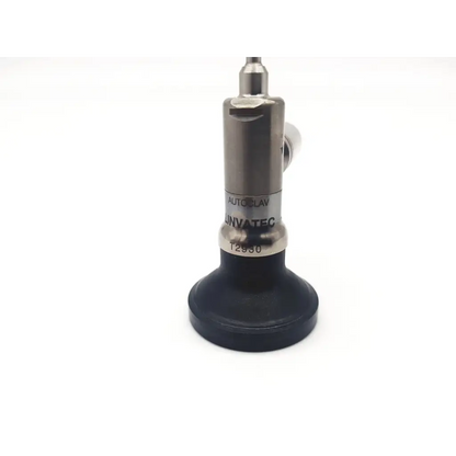 Silver and black linvatec t2930 degree arthroscope autoclave with cylindrical metallic body branded unvatec on side