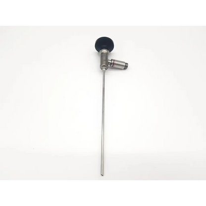 Silver surgical laryngoscope with black rubberized handle and metallic shaft for linvatec t2930 degree arthroscope autoclave