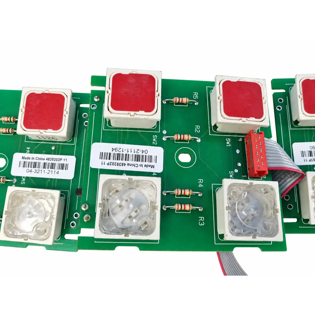 Lot of 3 green hill-rom circuit boards with red push-button switches for total care bariatric bed use