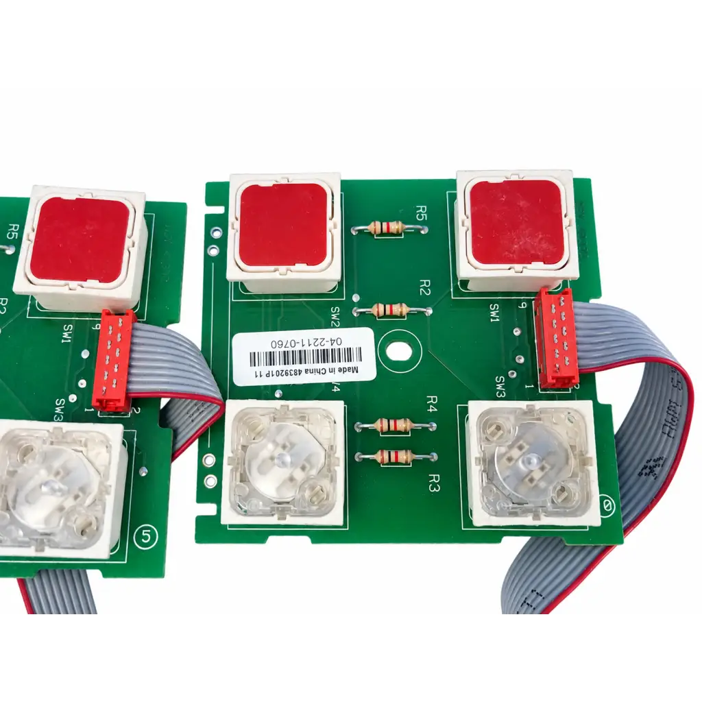 Lot of 3 hill-rom green circuit boards with red and white push buttons for total care bariatric bed use