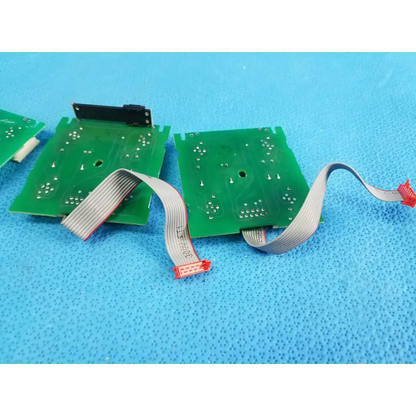 Lot of 3 hill-rom green circuit boards with silver ribbon cables and red connectors for total care bariatric bed use