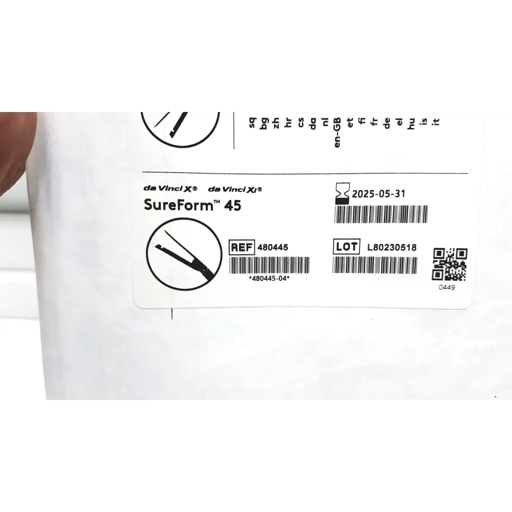 Lot of 5 intuitive da vinci stapler 12mm curved-tip with white packaging and black printed label and barcode